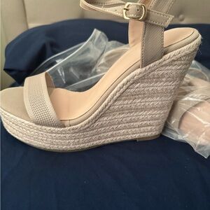 Elegant Beige Wedge Sandals